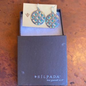 Silpada V W1682 Blue Howlite Earrings .925 Dangle Turquoise Look